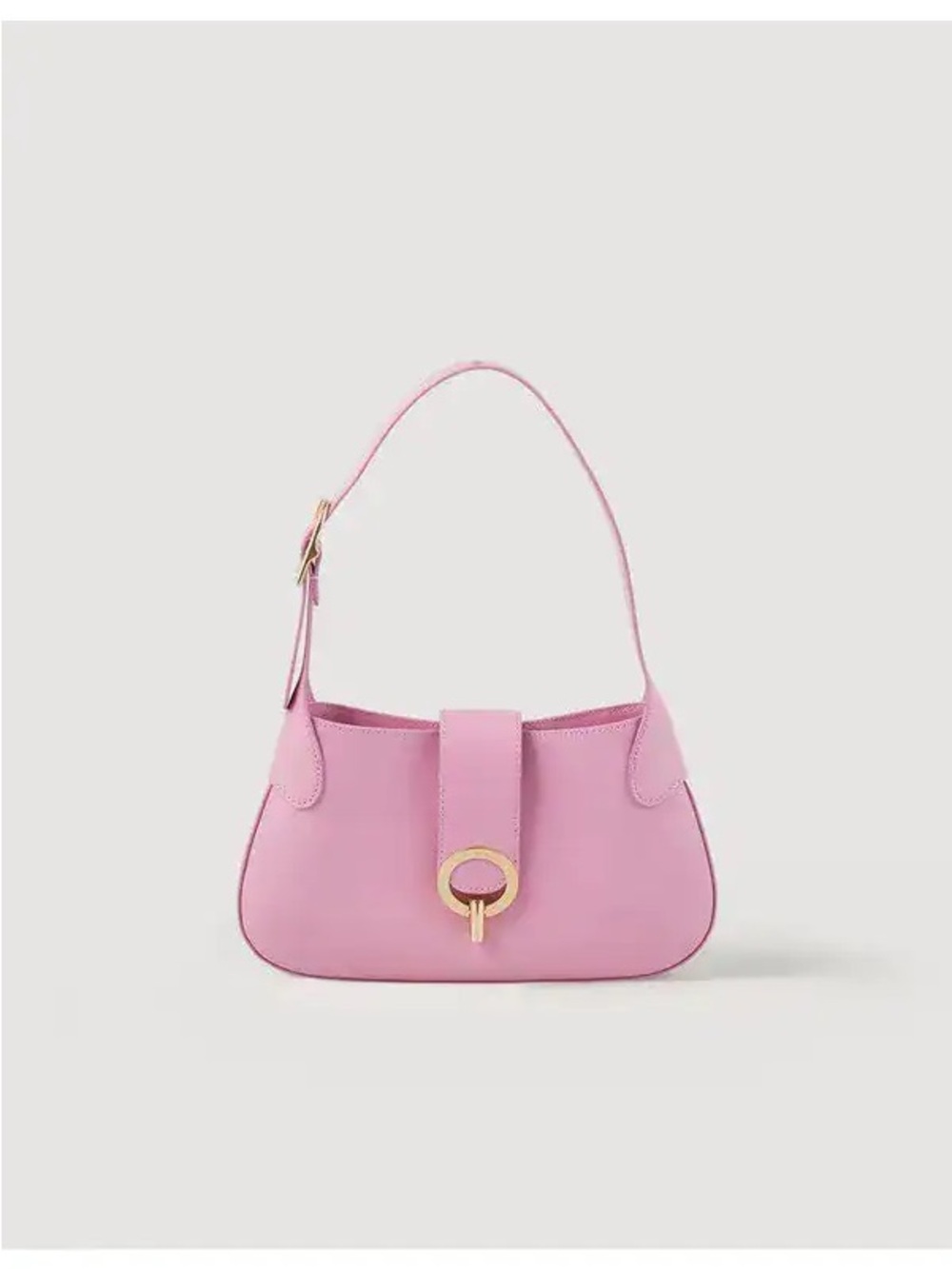 Sandro Paris Soft Pink Shoulder Bag with Gold Ring Accent